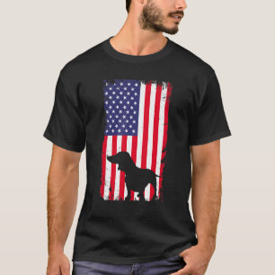 Vintage Dachshund Dog American Flag Dog  Men Women T-Shirt