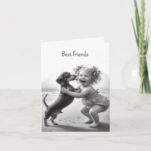Vintage Dachshund Friends Card