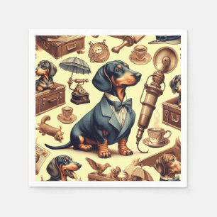 Vintage Dachshund Illustration Napkin