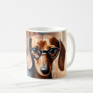 Vintage Dachshund in the Old Library Coffee Mug