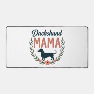 Vintage Dachshund Mama Floral Dog Lover Vector Des Desk Mat