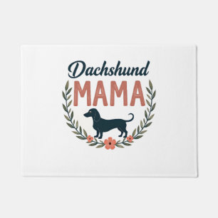Vintage Dachshund Mama Floral Dog Lover Vector Des Doormat