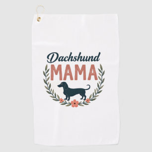 Vintage Dachshund Mama Floral Dog Lover Vector Des Golf Towel