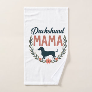 Vintage Dachshund Mama Floral Dog Lover Vector Des Hand Towel