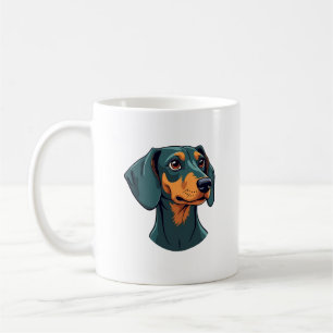 Vintage Dachshund Portrait Art Retro Dog Illustrat Coffee Mug