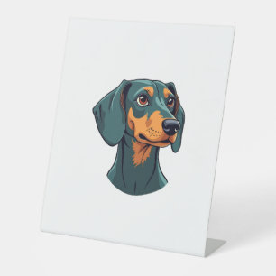 Vintage Dachshund Portrait Art Retro Dog Illustrat Pedestal Sign