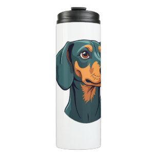 Vintage Dachshund Portrait Art Retro Dog Illustrat Thermal Tumbler