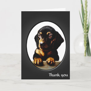 Vintage Dachshund Puppy art Thank You Card