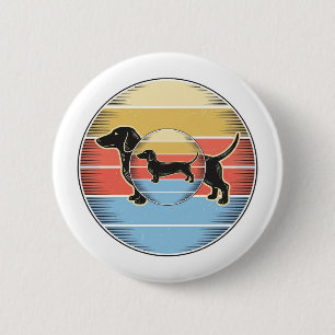 Vintage Dachshund Retro Sunset Dog Shirt Design_1 6 Cm Round Badge