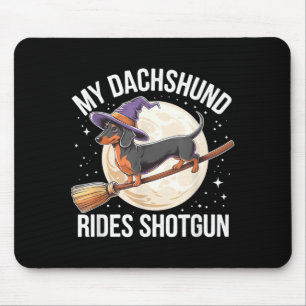 Vintage Dachshund Rides Shotgun Wiener Dog Mouse Pad