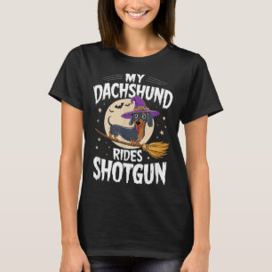 Vintage Dachshund Rides Shotgun Wiener Dog T-Shirt