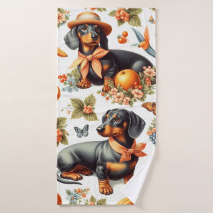 Vintage Dachshund Seamless Bath Towel