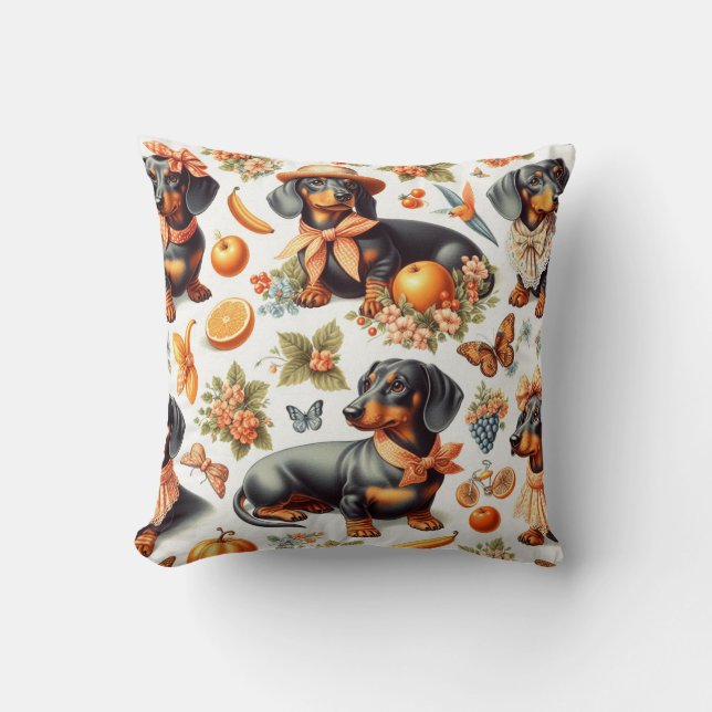 Vintage Dachshund Seamless Cushion (Front)