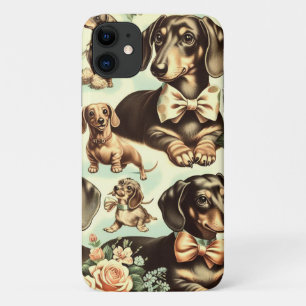 Vintage Dachshund Seamless Painting iPhone 11 Case