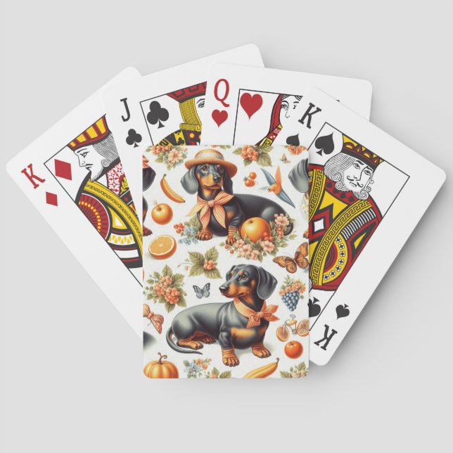 Vintage Dachshund Seamless Playing Cards (Back)