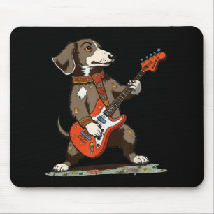 Vintage Dachshund Weenie Playing Guitar Funny Dog Mouse Pad