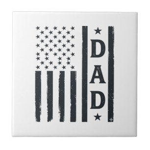 Vintage Dad American Flag Vector Design_1 Ceramic Tile