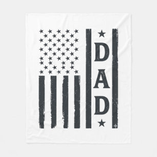 Vintage Dad American Flag Vector Design_1 Fleece Blanket