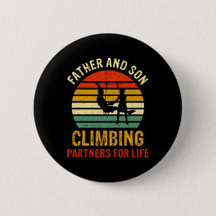 Vintage Dad And Son Climbing Partners For Life Fat 6 Cm Round Badge