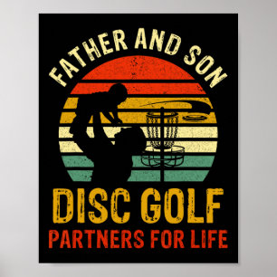Vintage Dad And Son Disc Golf Partners For Life Fa Poster
