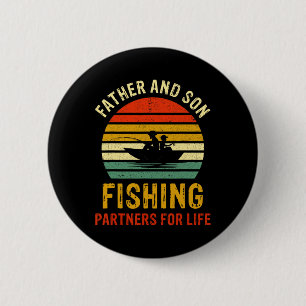 Vintage Dad And Son Fishing Partners For Life Fath 6 Cm Round Badge