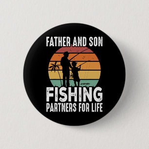 Vintage Dad And Son Fishing Partners For Life Fath 6 Cm Round Badge