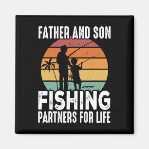 Vintage Dad And Son Fishing Partners For Life Fath Magnet