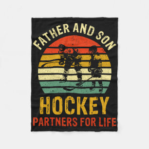 Vintage Dad And Son Hockey Partners For Life Fathe Fleece Blanket