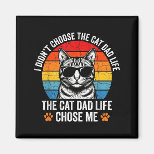 Vintage Dad Cat Life Chose Funny Retro Sunset Magnet