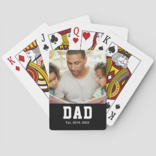 Vintage Dad Established Gift Text Photo Playing Cards