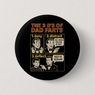 Vintage Dad Fart Funny Fathers Day Farting Humour 6 Cm Round Badge