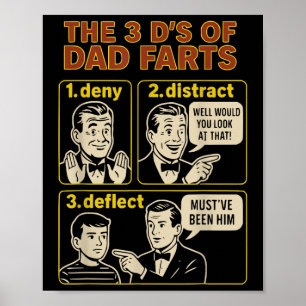 Vintage Dad Fart Funny Fathers Day Farting Humour  Poster