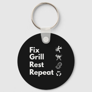 Vintage Dad Fix Grill Rest Repeat Backyard Bbq Key Ring