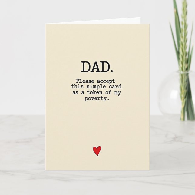 Vintage Dad Poverty Plea Card (Front)