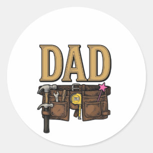 Vintage Dad Tool Belt Fathers Day Classic Round Sticker