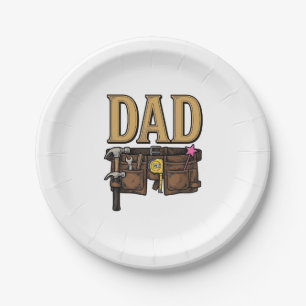 Vintage Dad Tool Belt Fathers Day Paper Plate