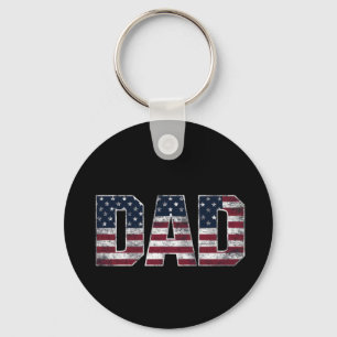 Vintage Dad Usa Flag ,American Daddy Father's Day  Key Ring