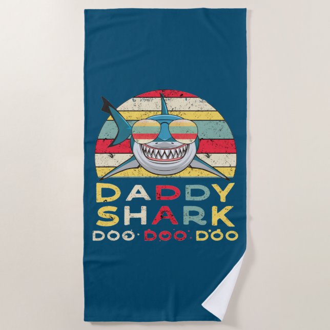 Vintage Daddy Shark "Doo Doo Doo" Beach Towel (Front)
