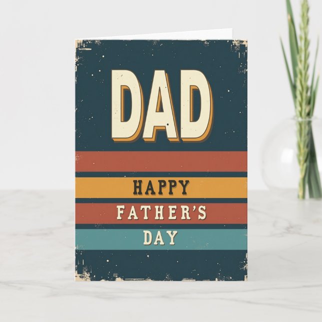 Vintage Dads Day Block Card (Front)