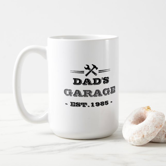 Vintage "Dad's Garage - Est. 1985" Coffee Mug (With Donut)
