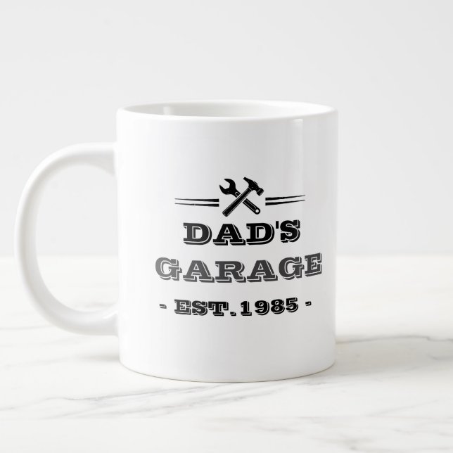 Vintage "Dad's Garage - Est. 1985" Large Coffee Mug (Left)