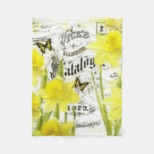 vintage daffodils fleece blanket