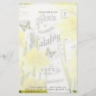 Vintage daffodils personalised stationery