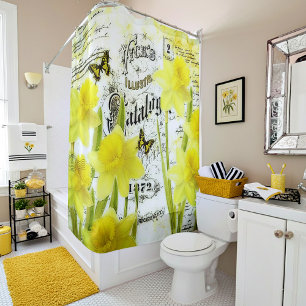 Vintage daffodils shower curtain