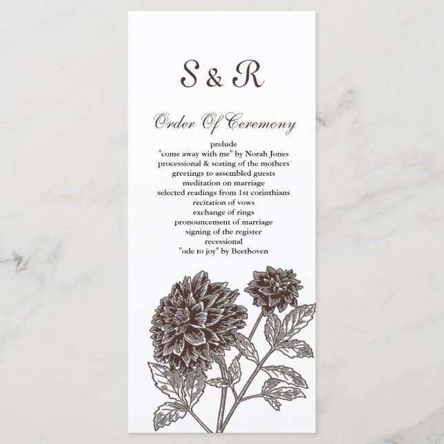 Vintage Dahlia Wedding Invitations (Front)