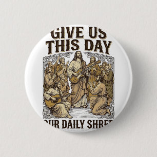 Vintage Daily Shred Religious Guitar Vector 6 Cm Round Badge