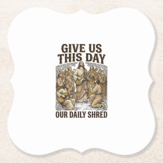 Vintage Daily Shred Religious Guitar Vector Paper Coaster
