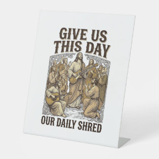 Vintage Daily Shred Religious Guitar Vector Pedestal Sign