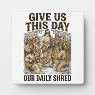 Vintage Daily Shred Religious Guitar Vector Plaque
