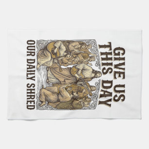 Vintage Daily Shred Religious Guitar Vector Tea Towel